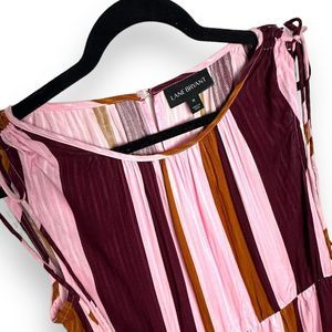 Lane Bryant Pink and Brown Striped Blouse